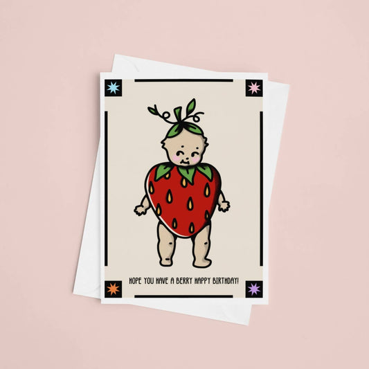 Kewpie Strawberry Birthday Card