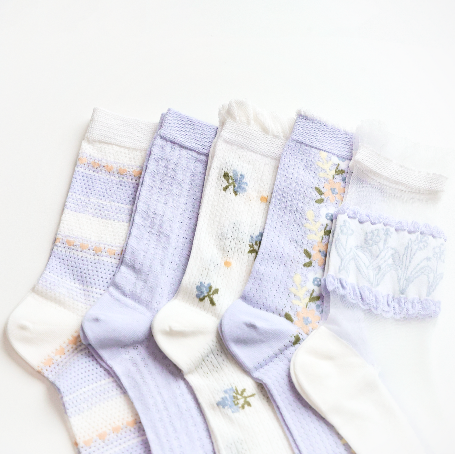 Women's Purple Floral Mesh Socks – Lightweight & Breathable: No.4