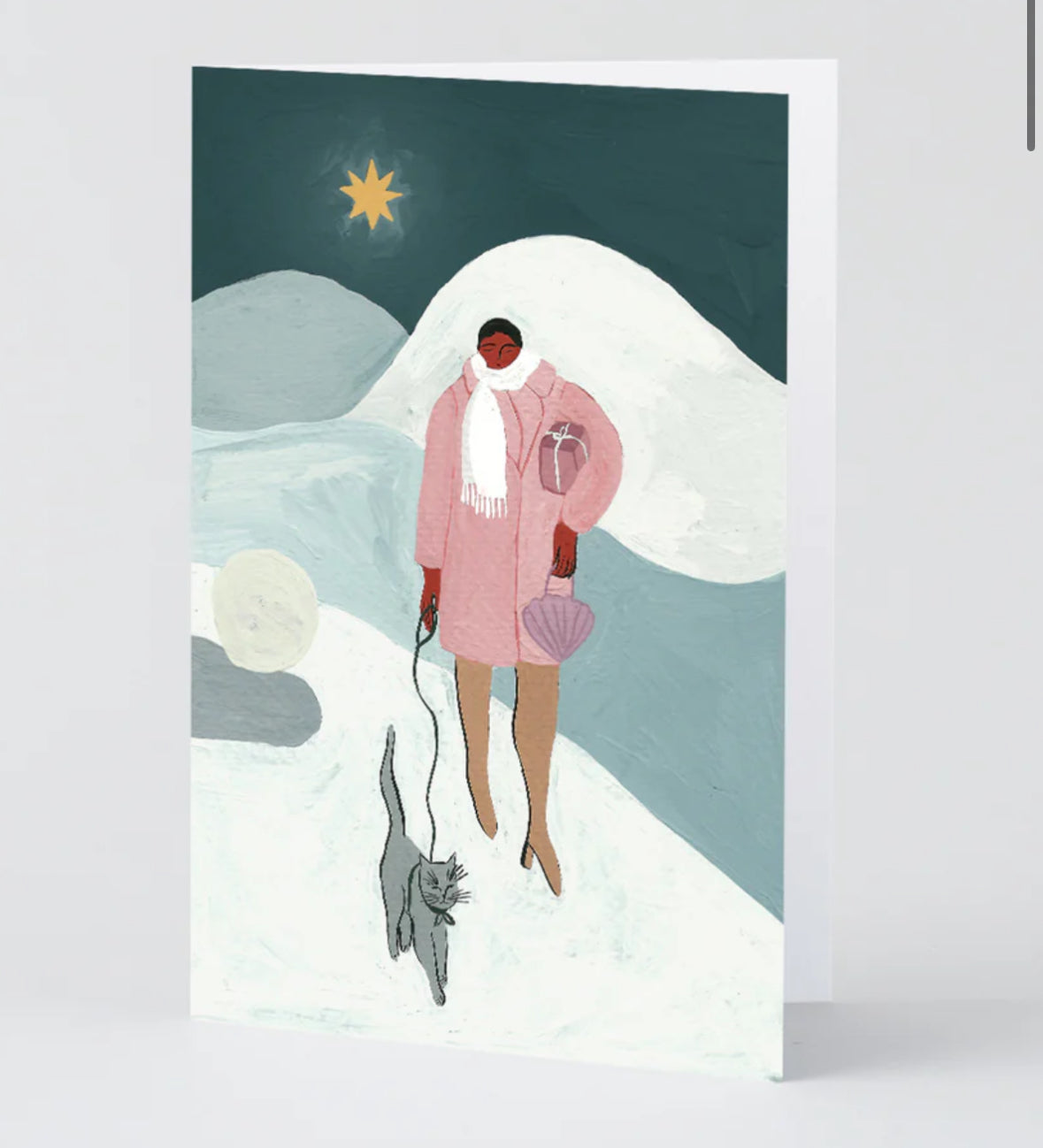 Starlit Walk Painted Christmas Card