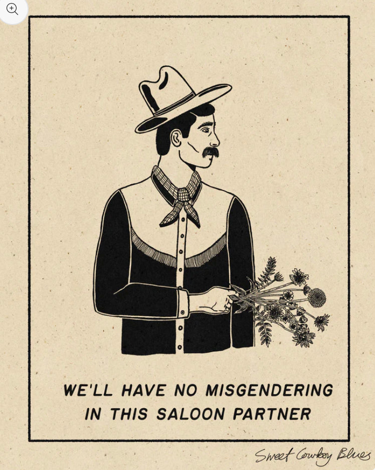 No Misgendering Cowboy A4 Print