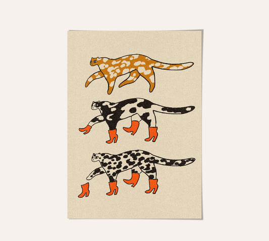 Leopard Boots A3 Art Print