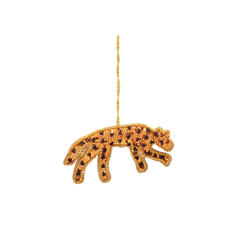 Festive Leopard Beaded Christmas Decoration
