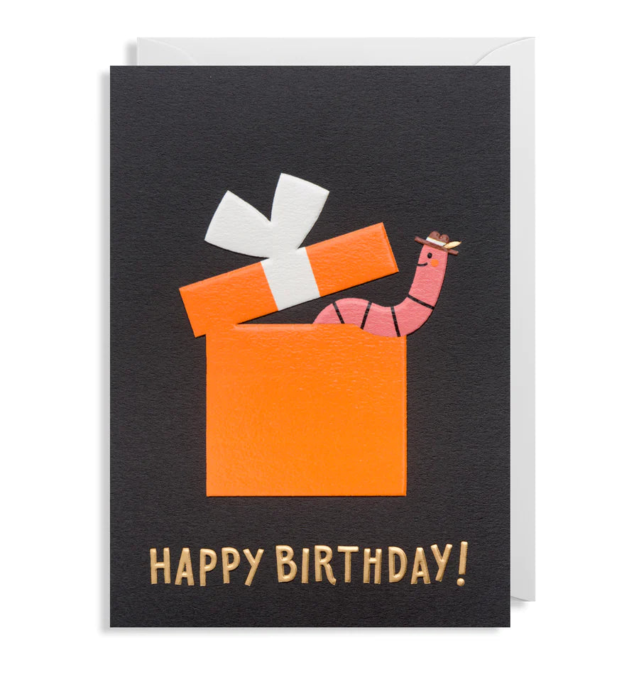 Wormy Gift Birthday Card