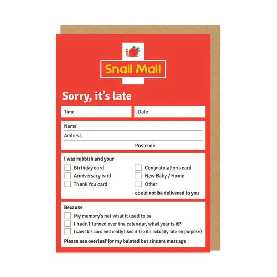 Sorry It’s Late Card