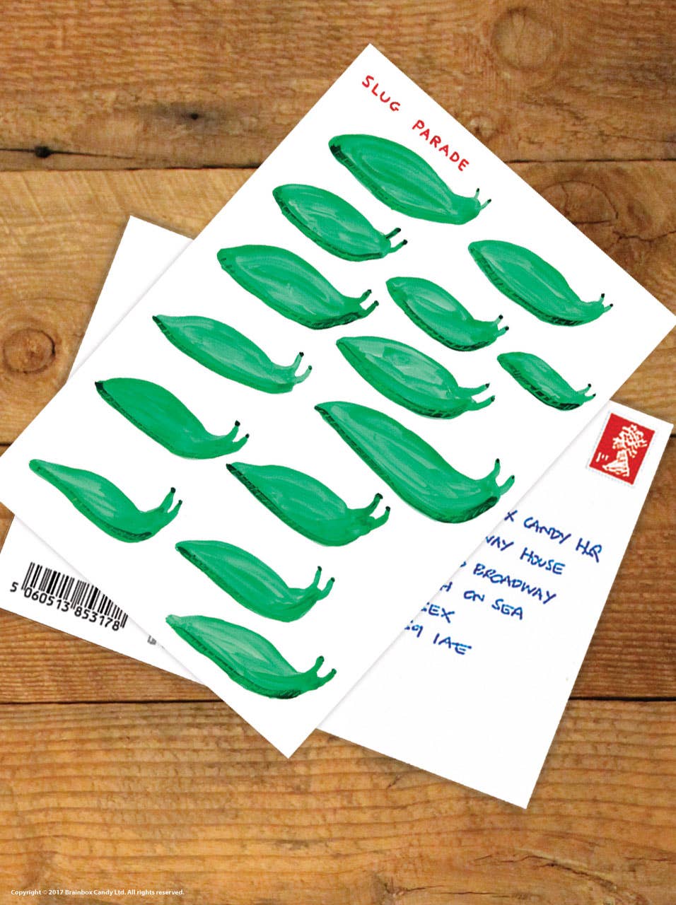 Funny A6 Art Postcard By David Shrigley - Slug Parade