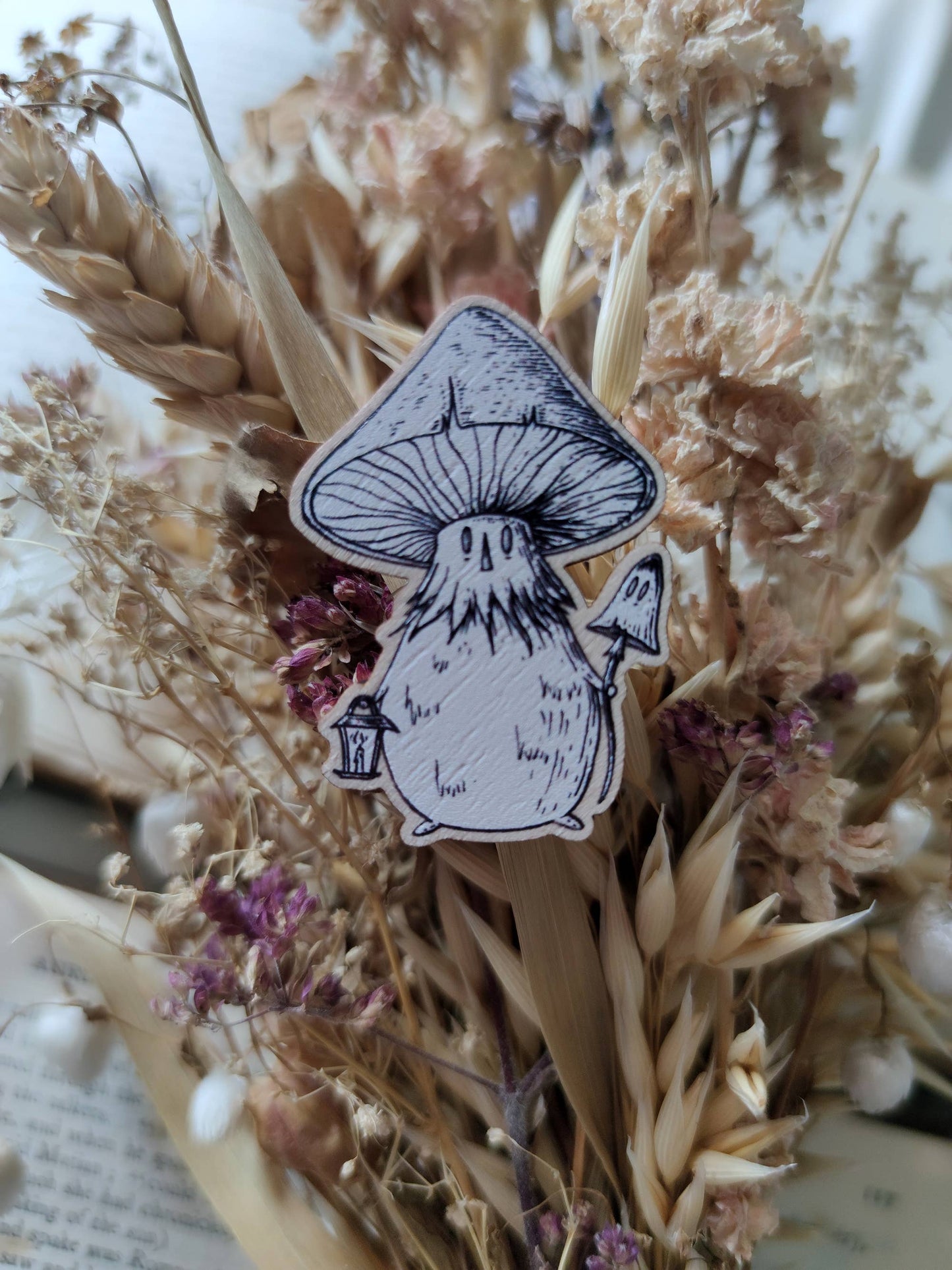 Mushroom Spirit Wooden Pin Badge