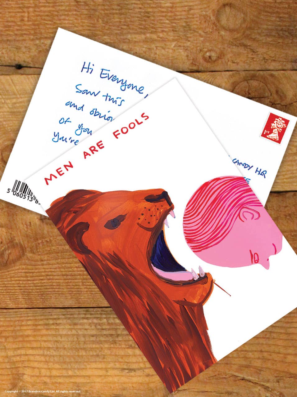Funny A6 Art Postcard By David Shrigley - Men Are Fools