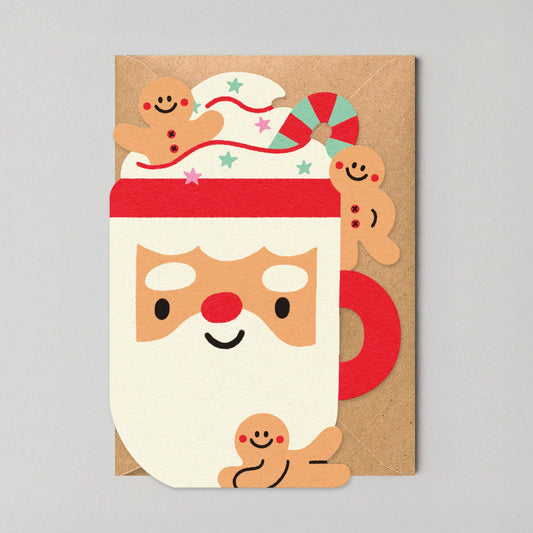 Santa Mug - Die Cut Christmas Card By Edyta Demurat