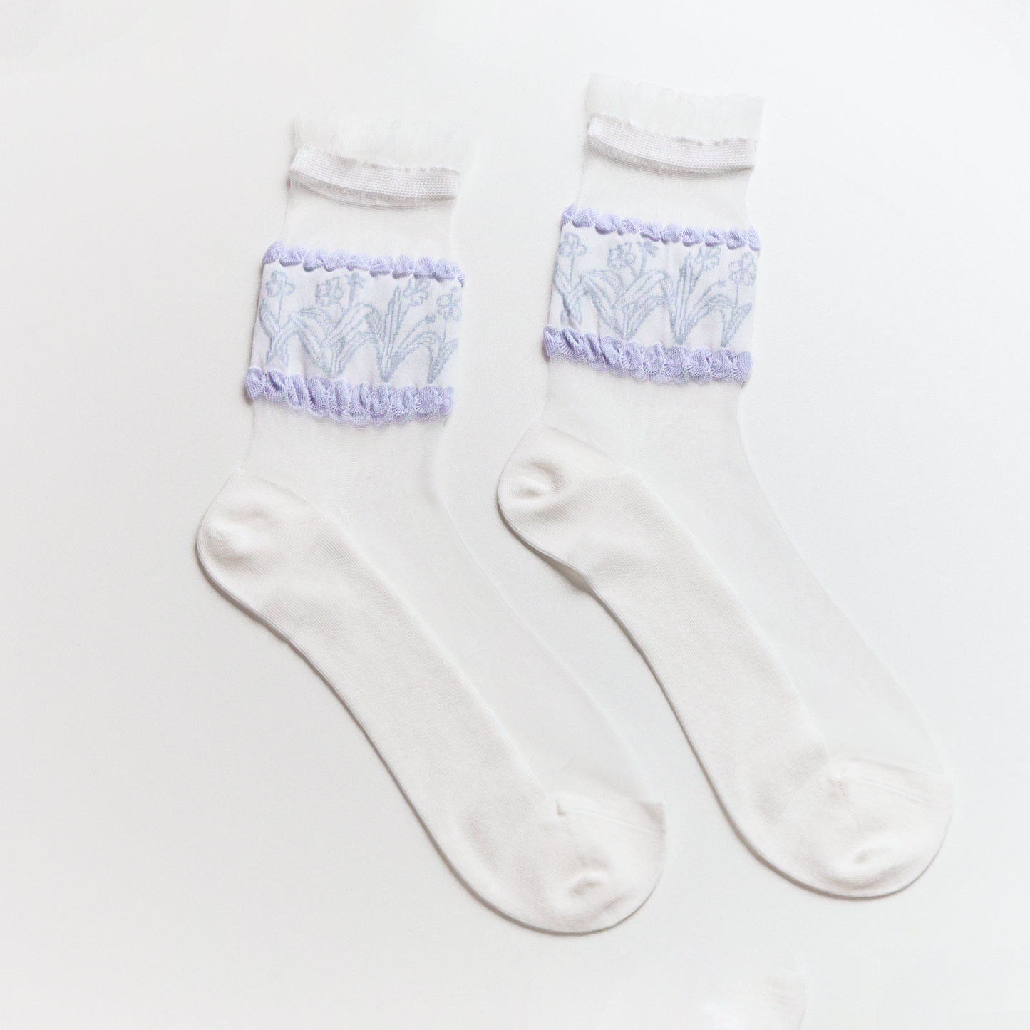Women's Purple Floral Mesh Socks – Lightweight & Breathable: No.4
