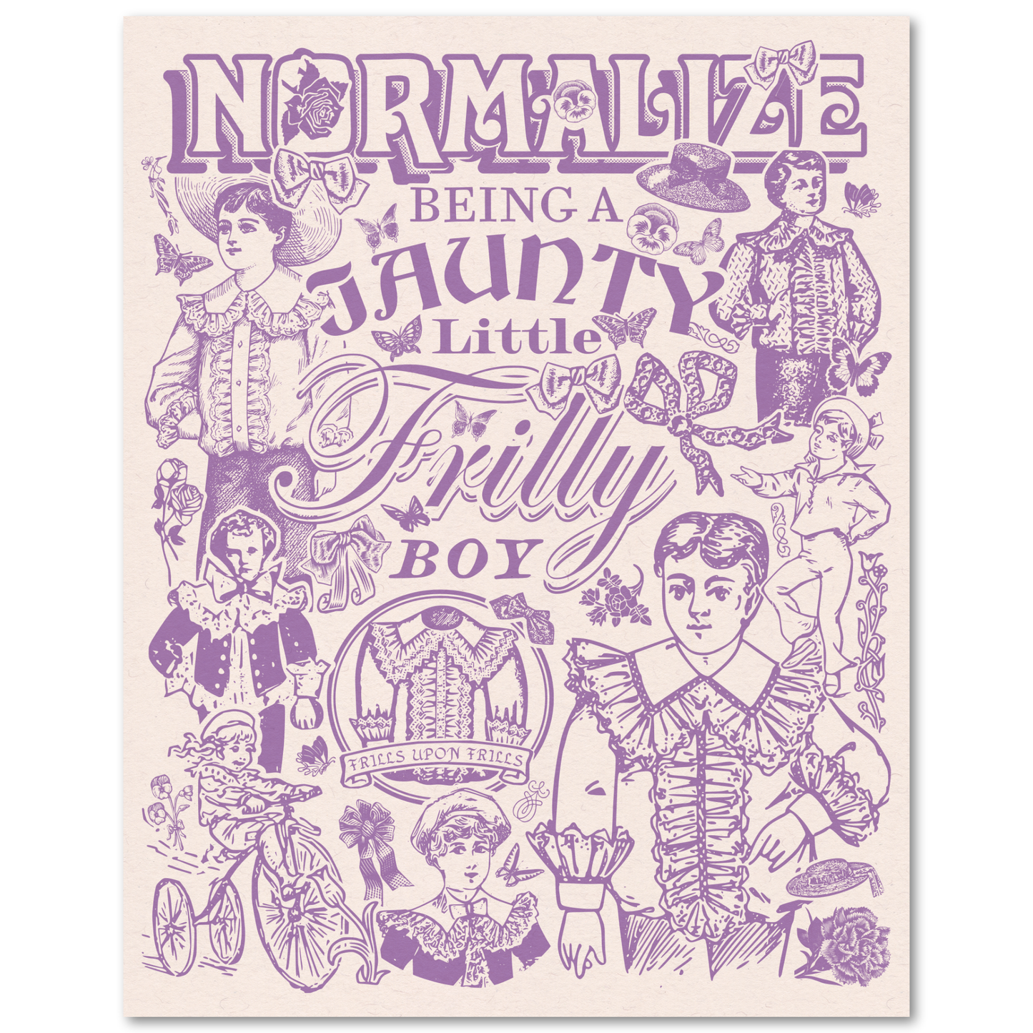 "Frilly Boy" Poster: Violet & Pink 11x14"