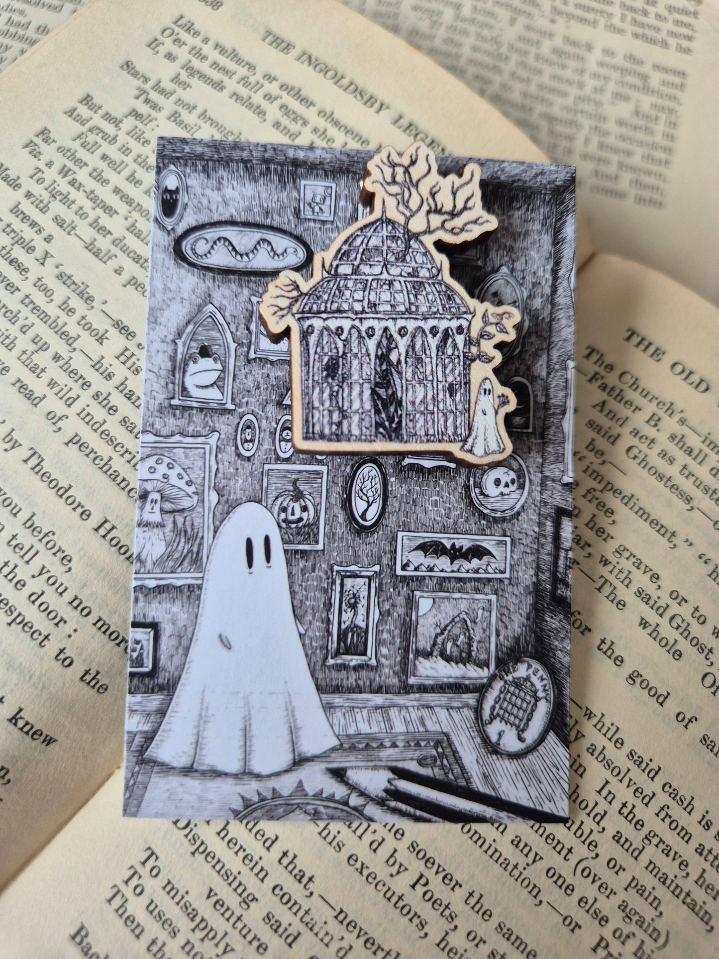Glasshouse Ghost Wooden Pin Badge
