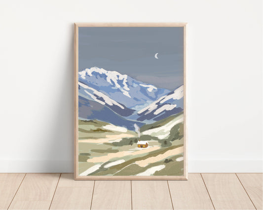 House in the Hills Art Print: A4 - Digital Print