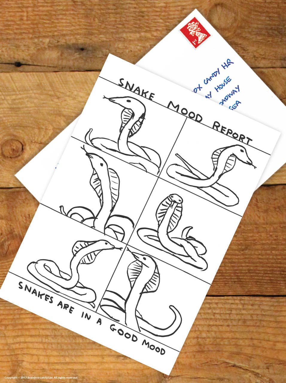 A6 Art Postcard By David Shrigley - Snake Mood Report