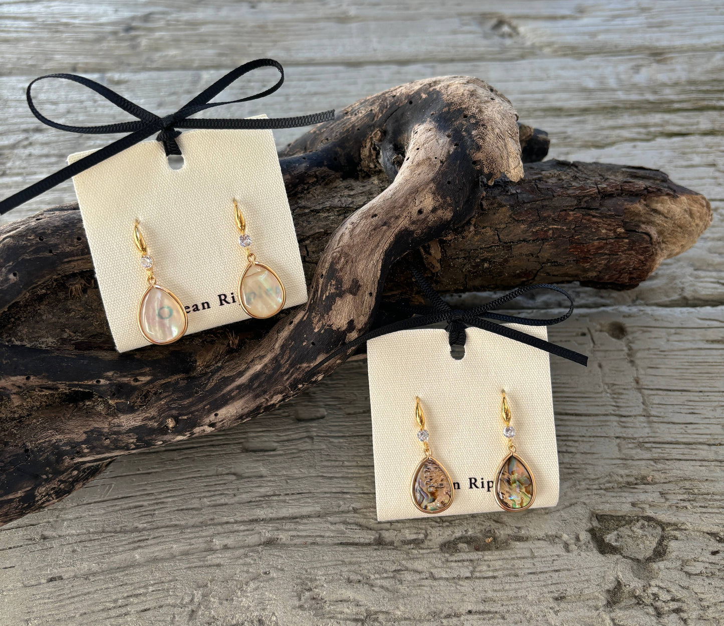 14ct Gold Plated Mother Of Pearl Drop Earrings