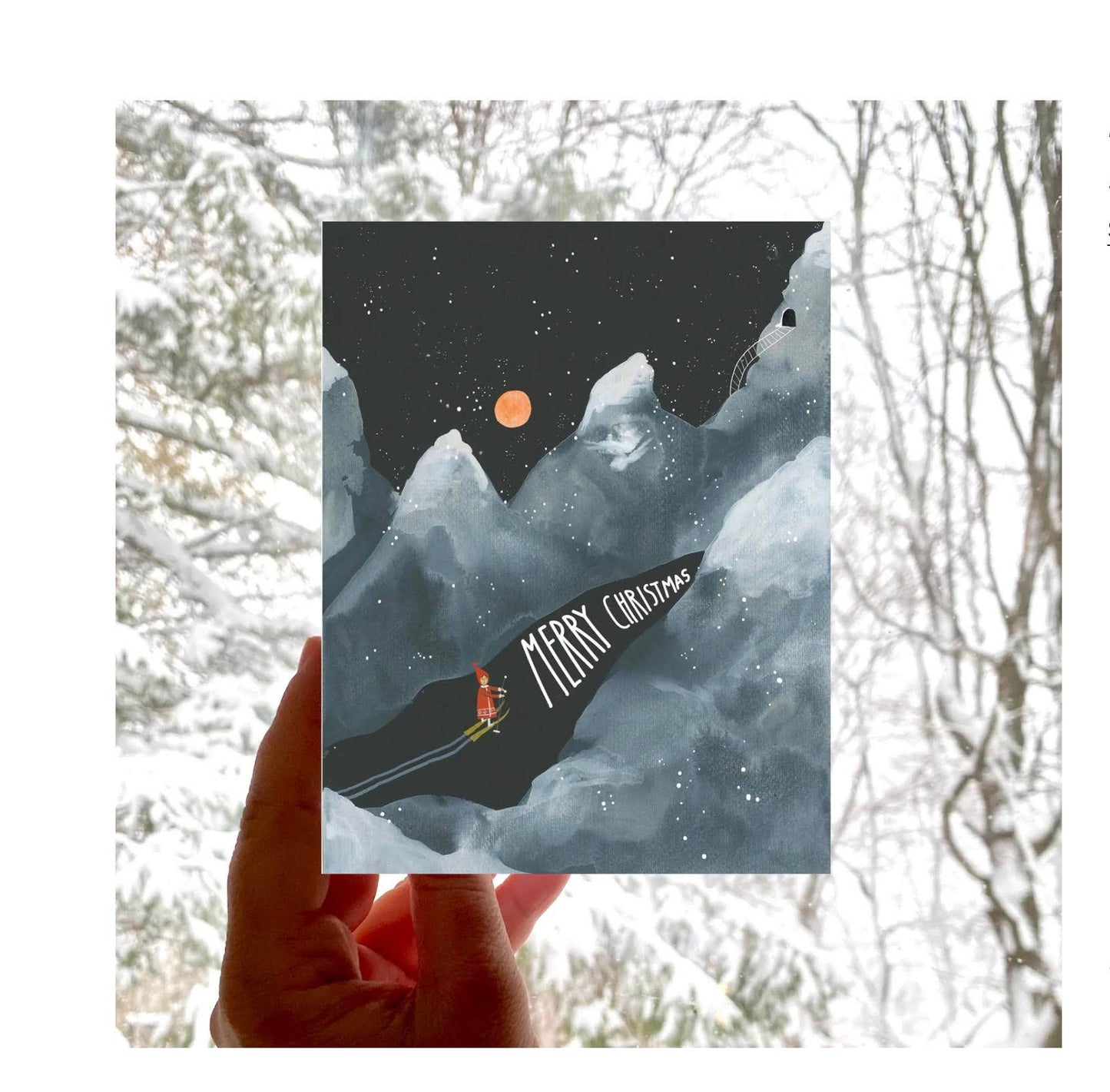 Christmas Lone Skier Card