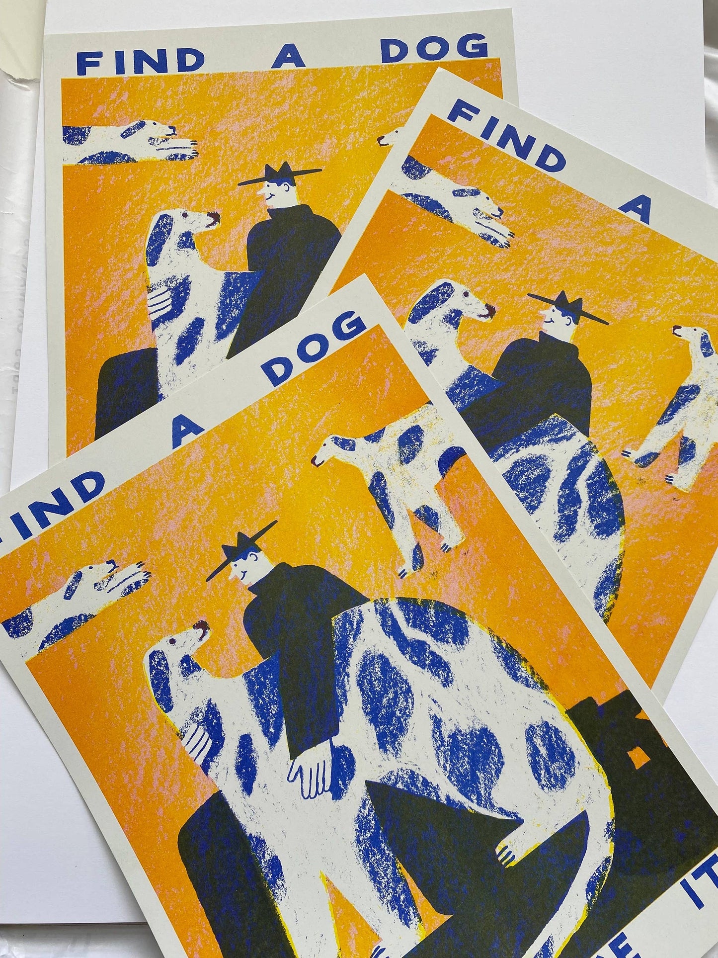 Find a dog and Stroke It riso print (A3)