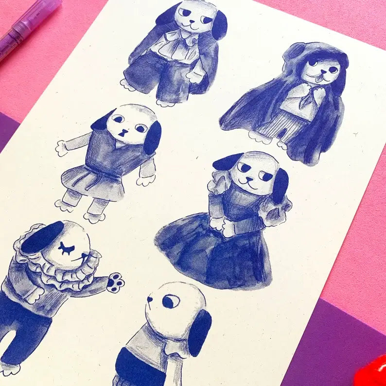 Bark Mage Dress Up A4 Risograph Art Print