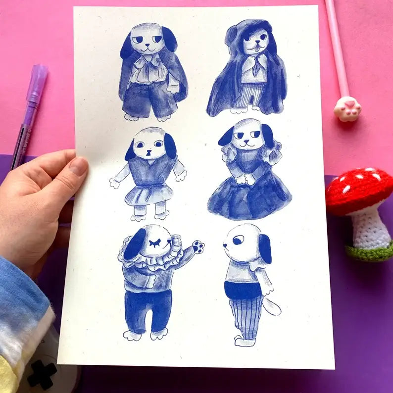 Bark Mage Dress Up A4 Risograph Art Print