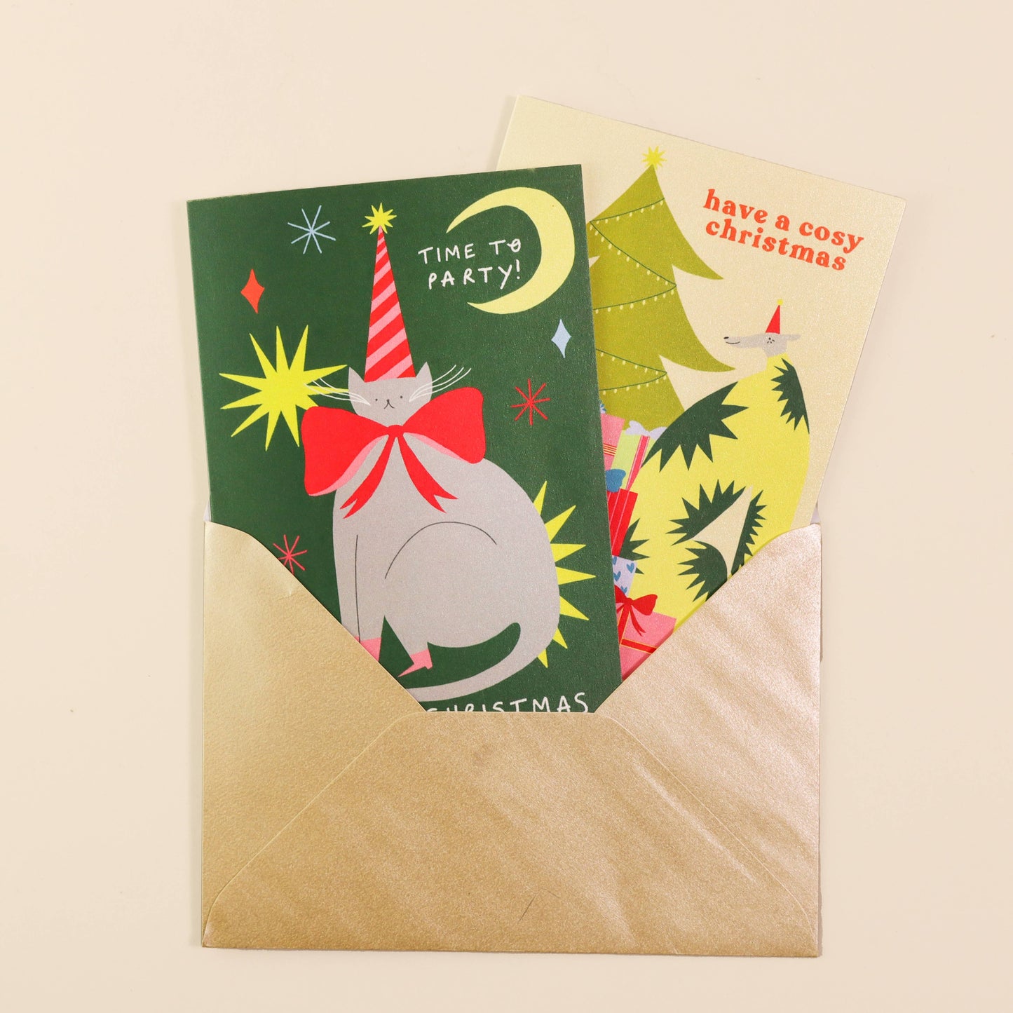 Time To Party Cat Christmas Card