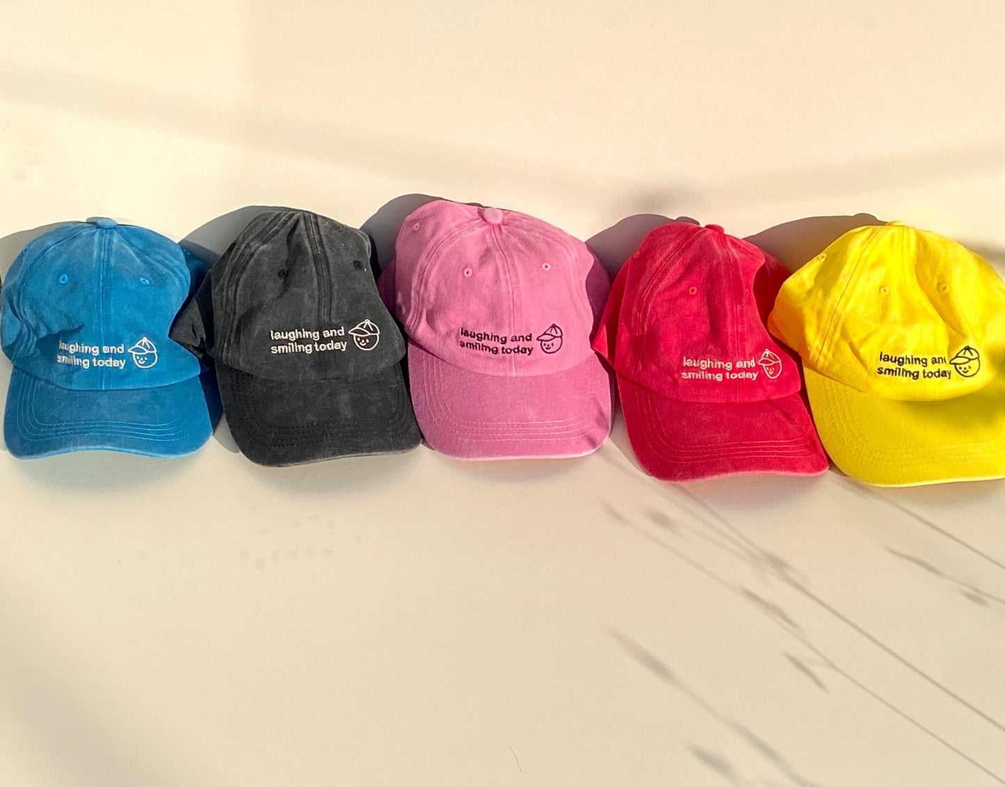 Laughing and Smiling Today Dad Cap: Denim Blue