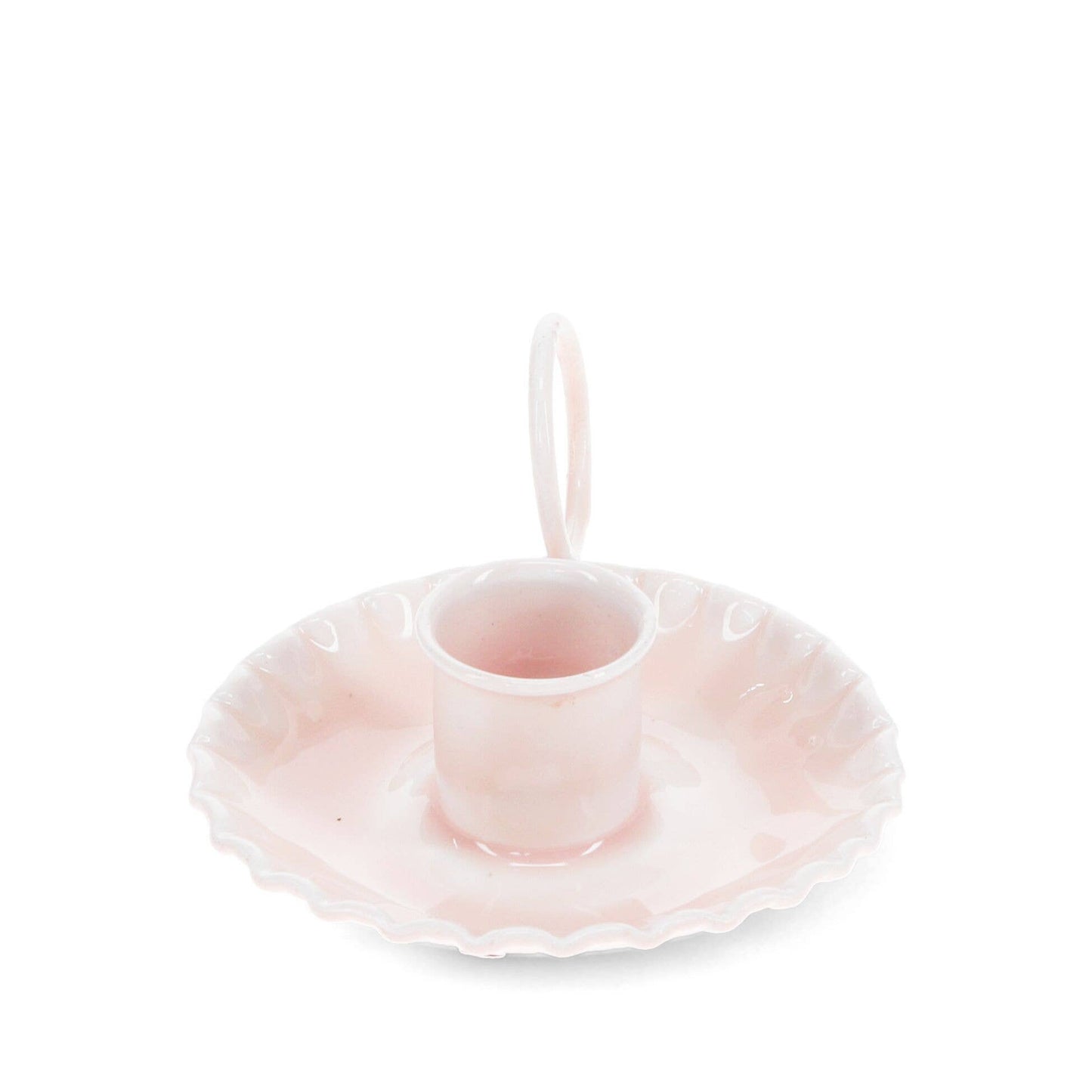 Enamel Chamberstick Candle Holder - Pink