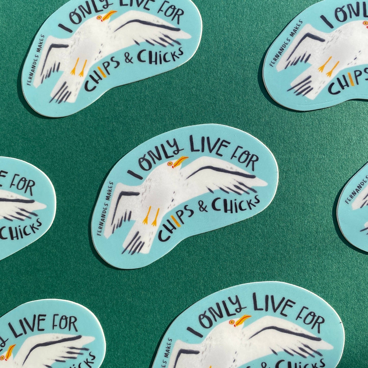 Seagull Vinyl Sticker - I only live for chips and chicks!