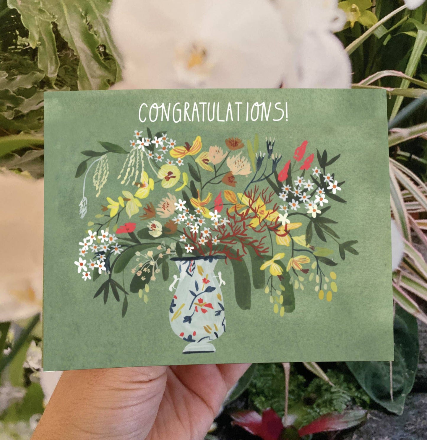 Congratulations! Floral Greeting Card: Sleeved Single A2 Card