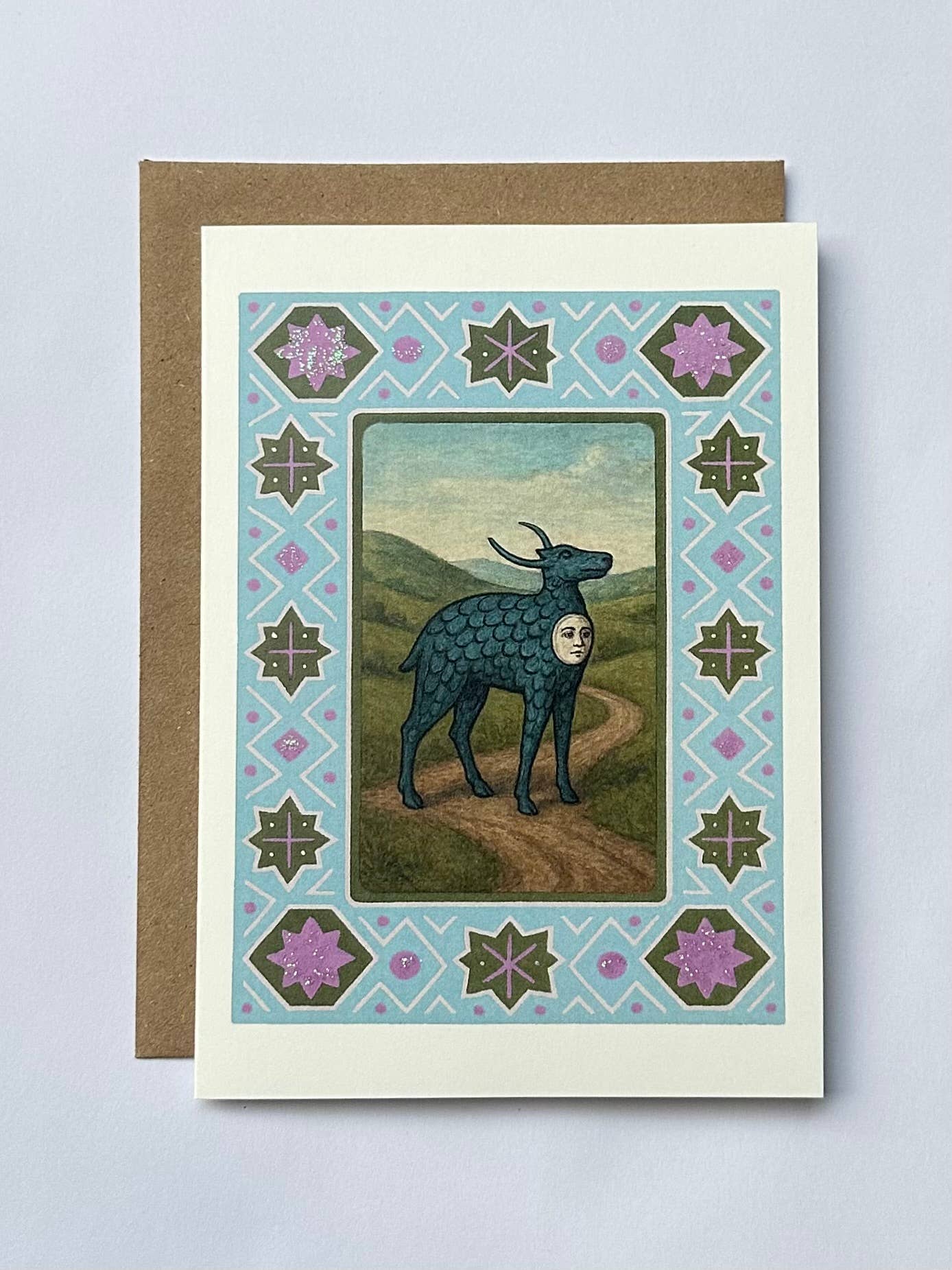 Path Of The Moon Beast - Glitter Embellished Greeting Card