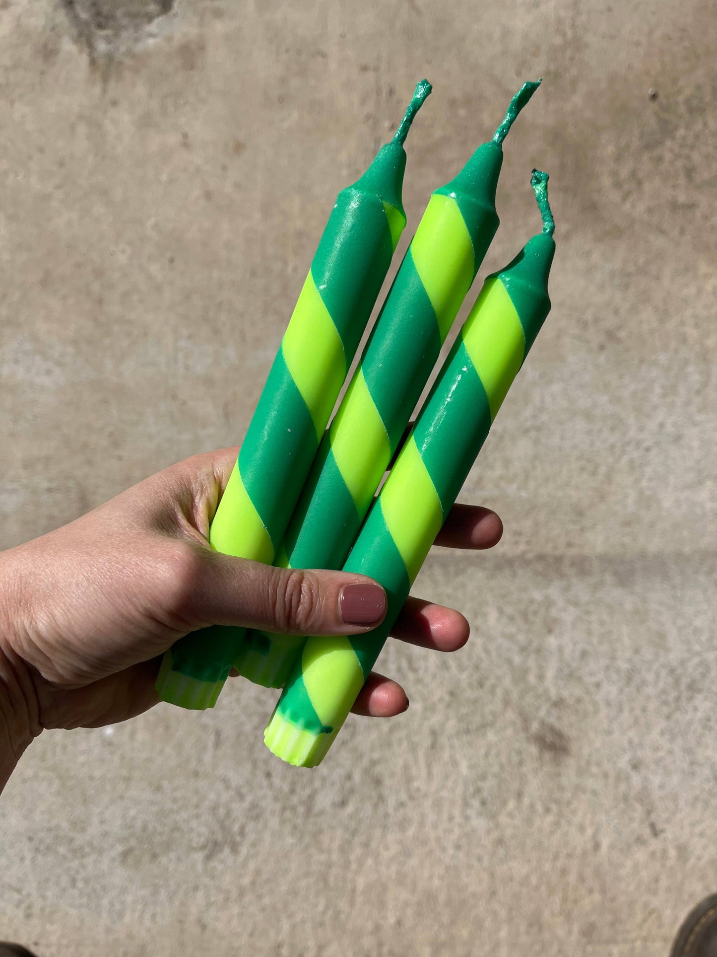 Lime Green & Forest Green Helter Skelter Candle