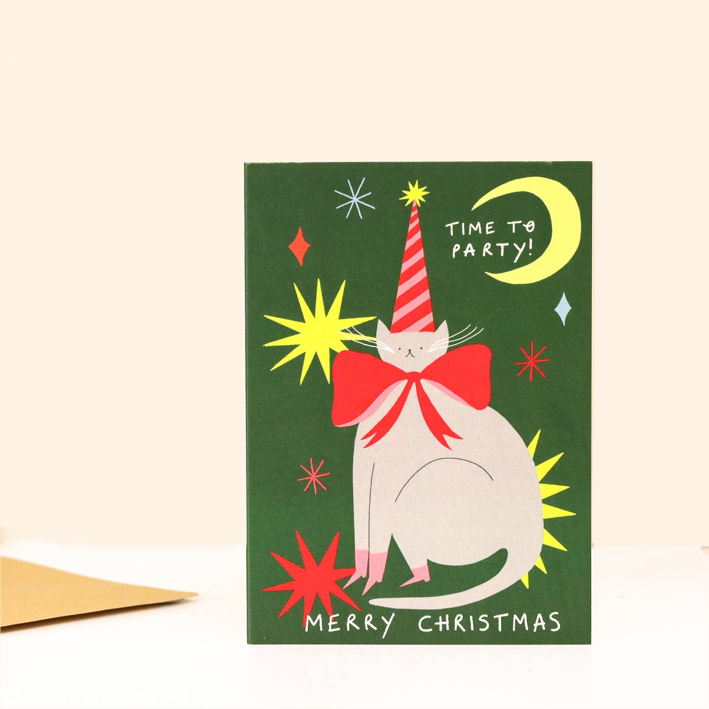 Time To Party Cat Christmas Card