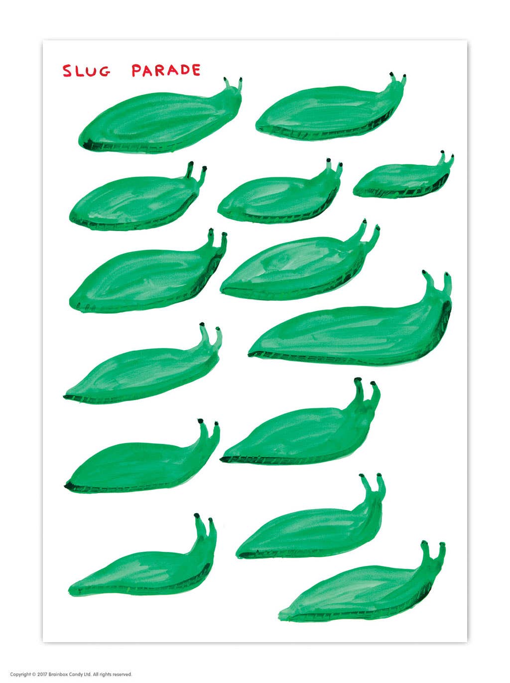 Funny A6 Art Postcard By David Shrigley - Slug Parade