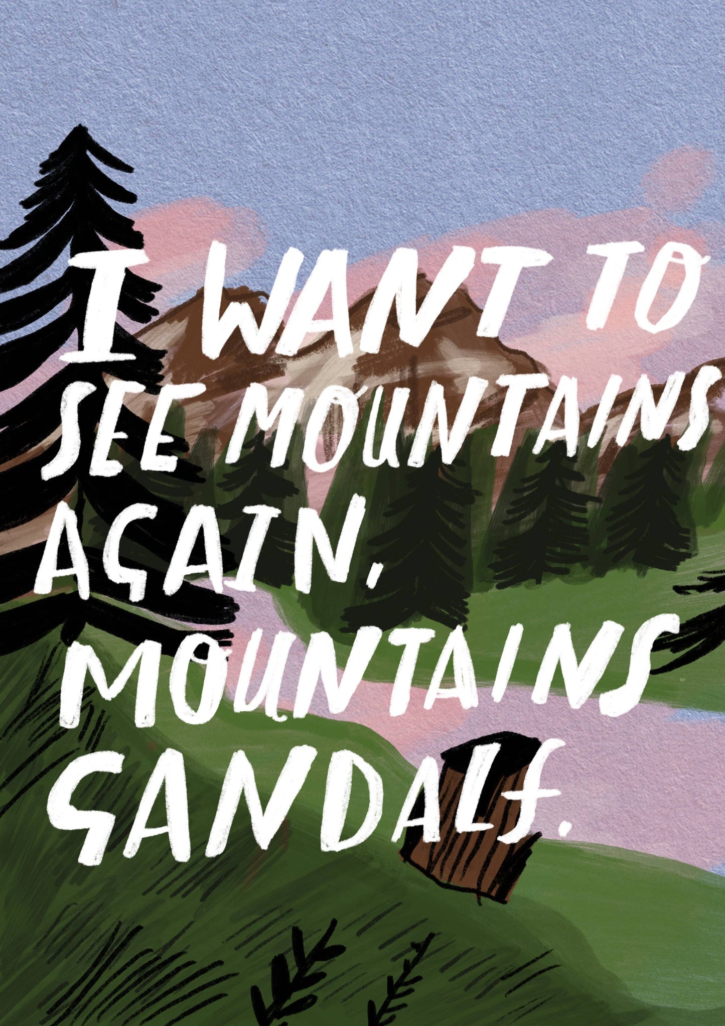 Mountains again LOTR A4 print