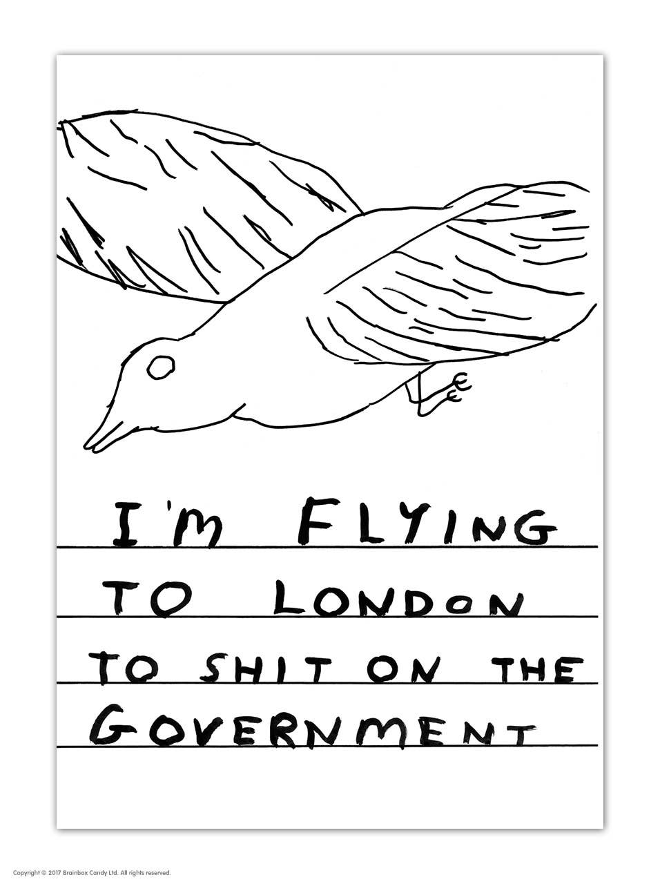 Flying to London David Shrigley Postcard
