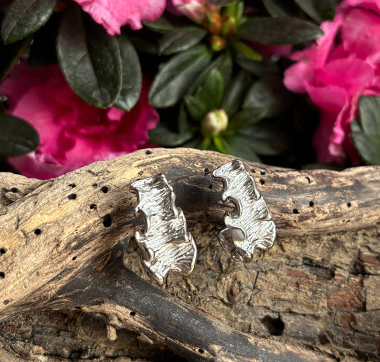 Silver Seaweed Earrings     