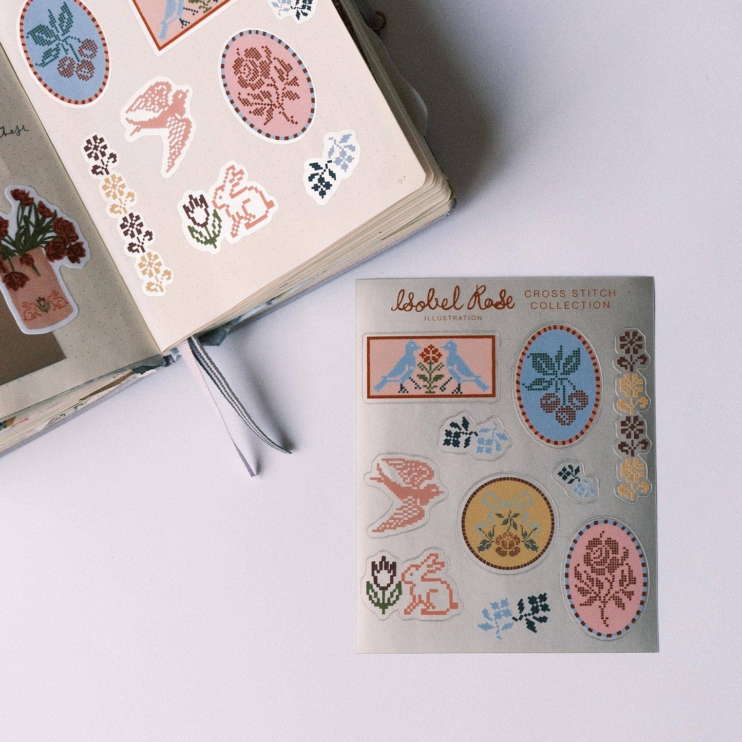 Silver Cross Stitch Vinyl Sticker Sheet