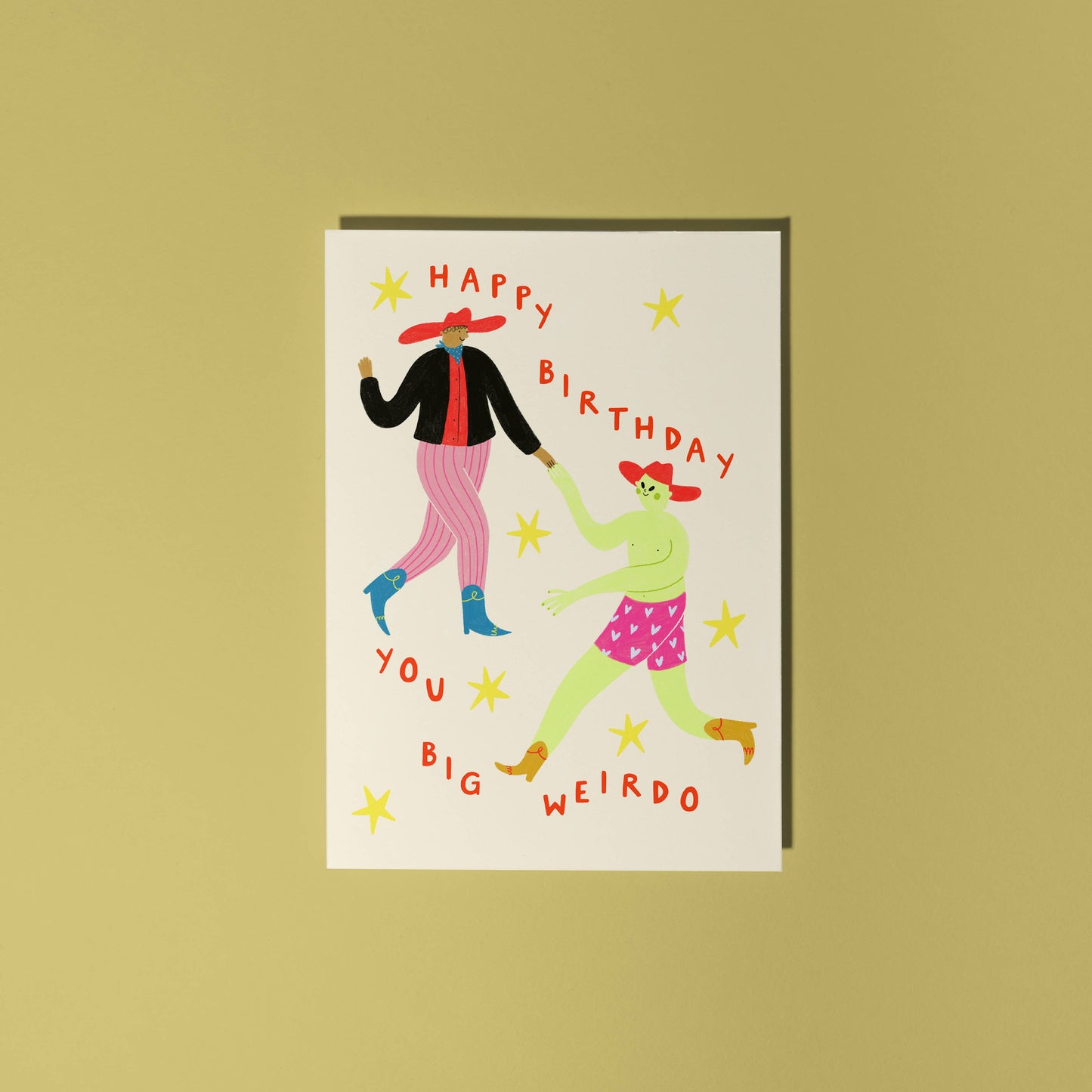 Big Weirdo Birthday Card | Funny Card With Alien And Cowboy