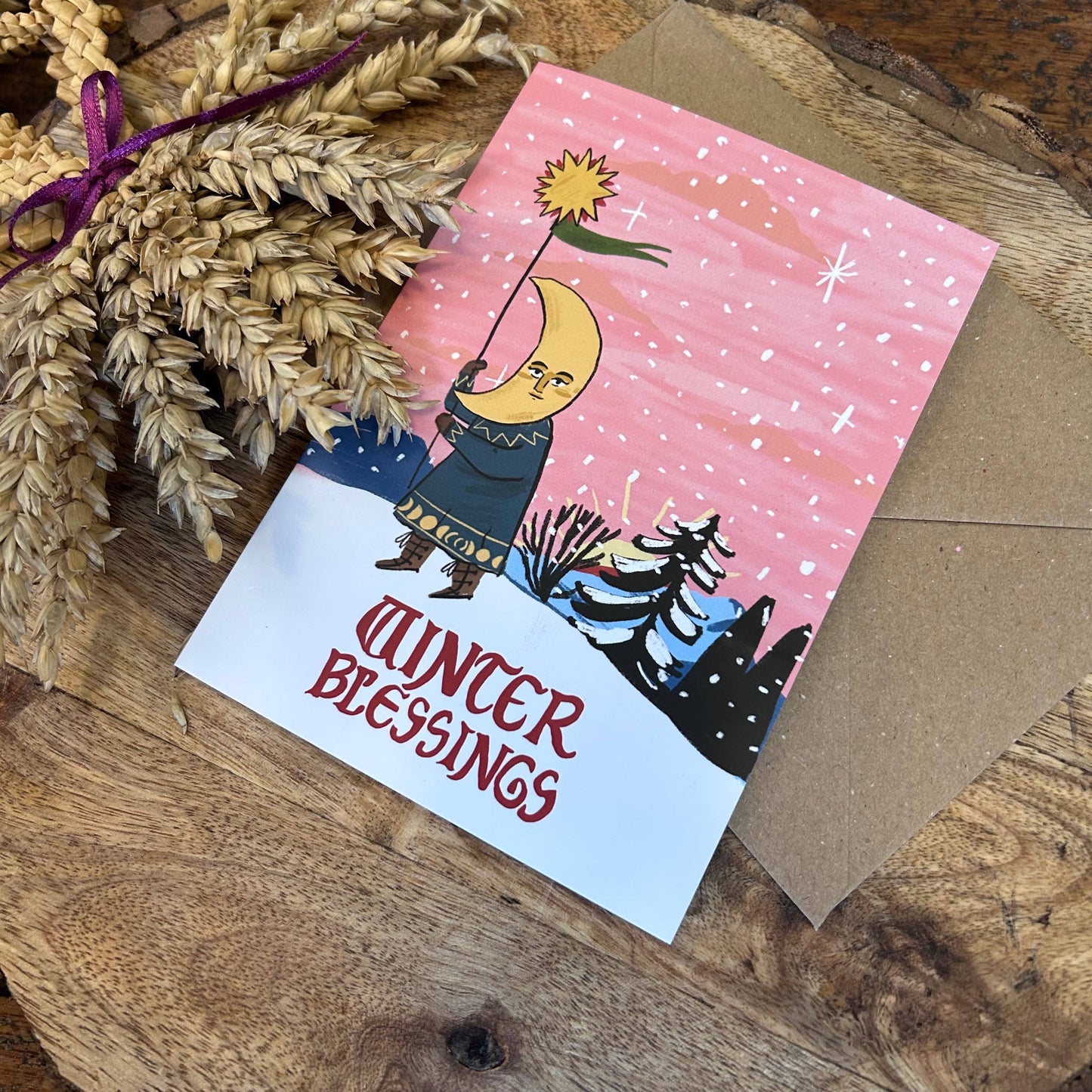 Winter blessings moon card