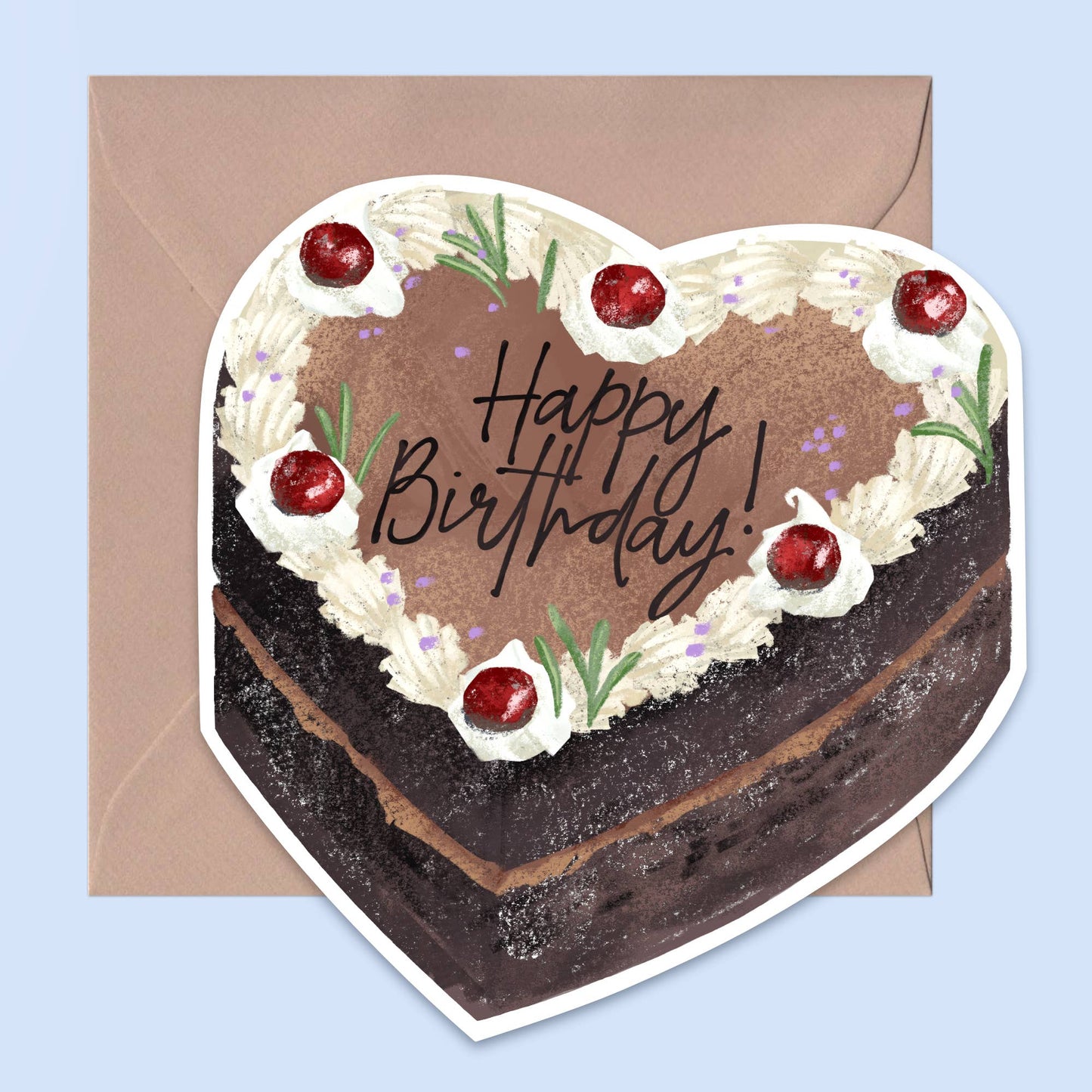 Happy Birthday | Black Forest Illustrated Cake Card