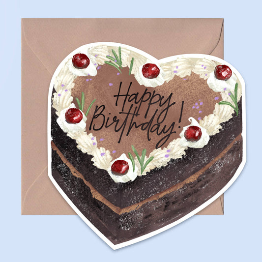Happy Birthday | Black Forest Illustrated Cake Card