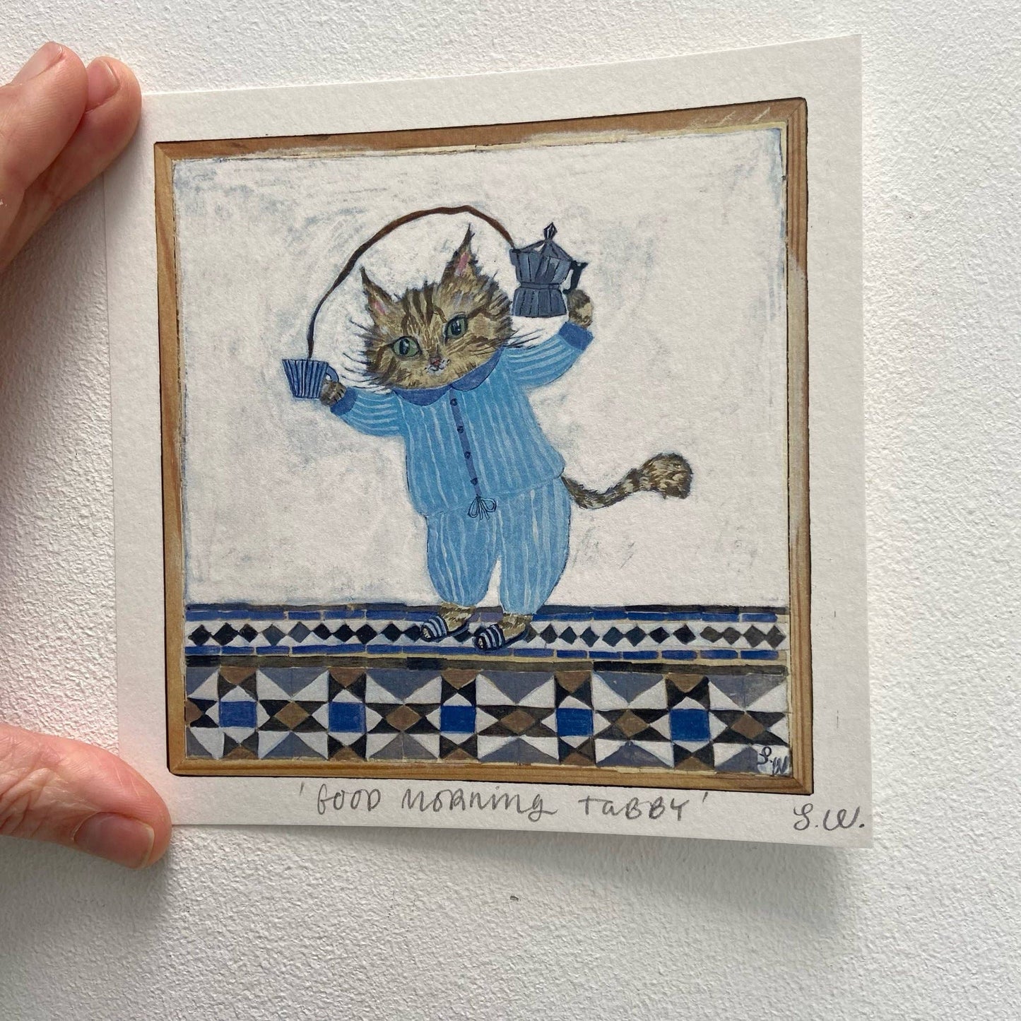 Small square art print -Good Morning Tabby