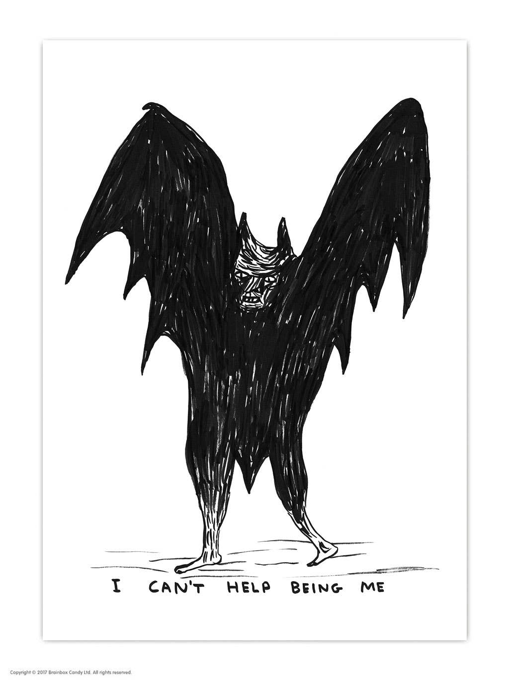 Funny A6 Art Postcard by David Shrigley Can’t Help Being Me