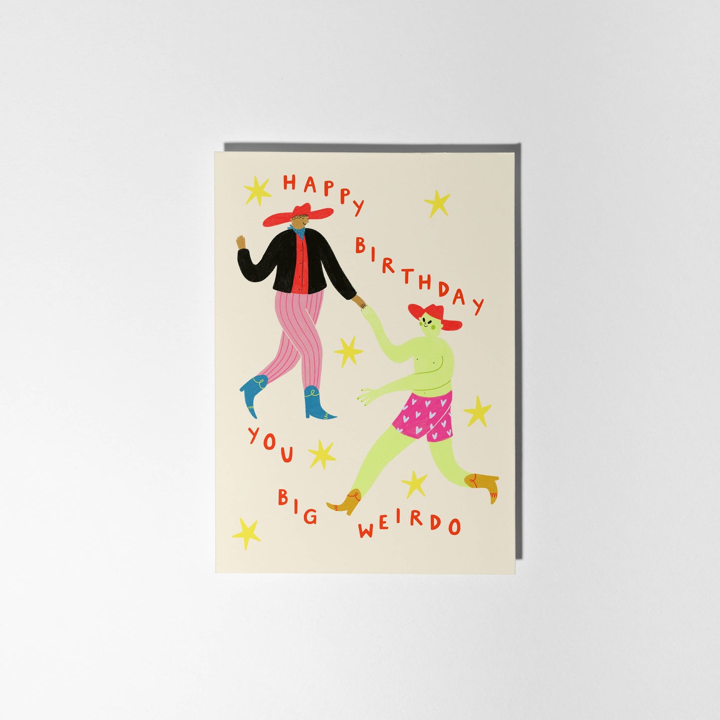 Big Weirdo Birthday Card | Funny Card With Alien And Cowboy