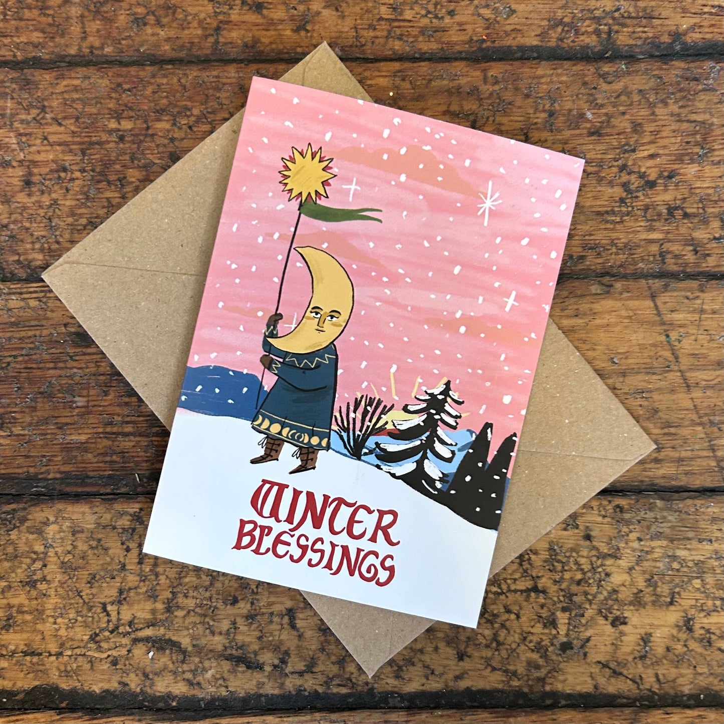 Winter blessings moon card