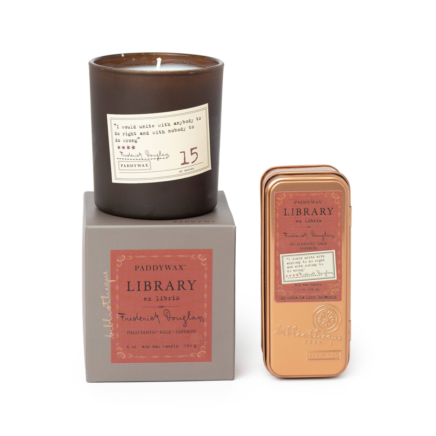 Paddywax Library Two Wick Travel Tin - Frederick Douglass