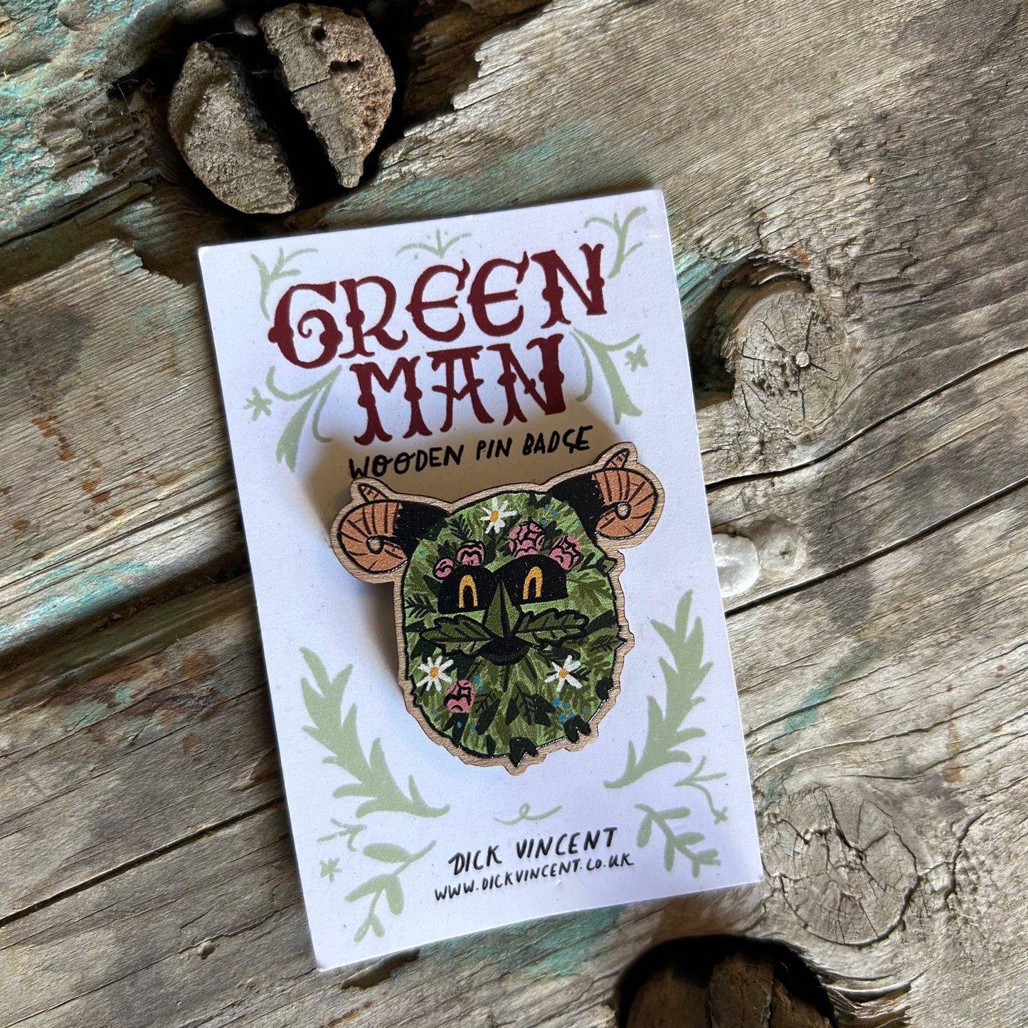 Green man pin 