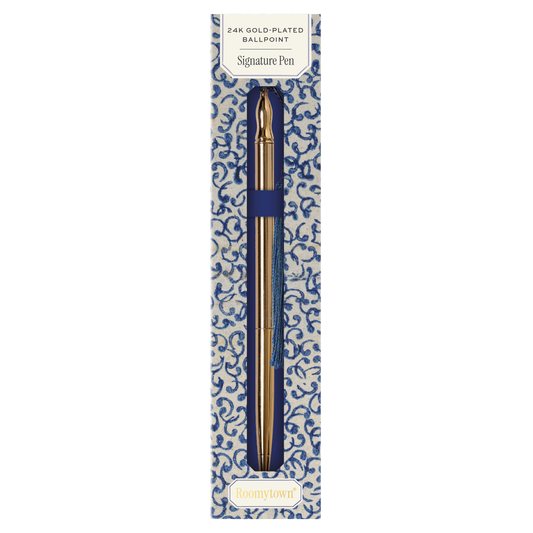 24k Gold Plated Ballpoint Pen - Blue Tassel