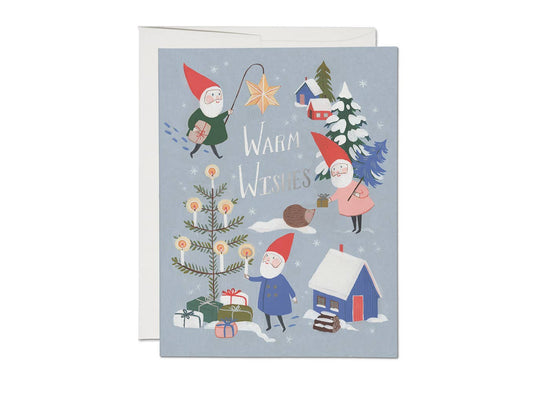Holiday Gnomes Christmas greeting card
