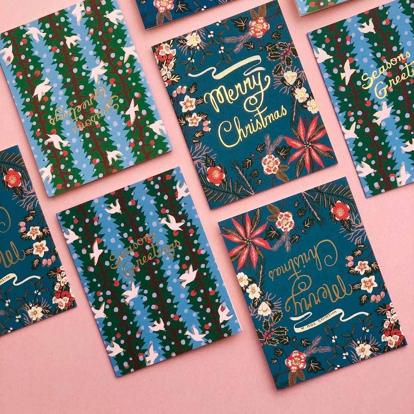 Blue Flower Christmas Card