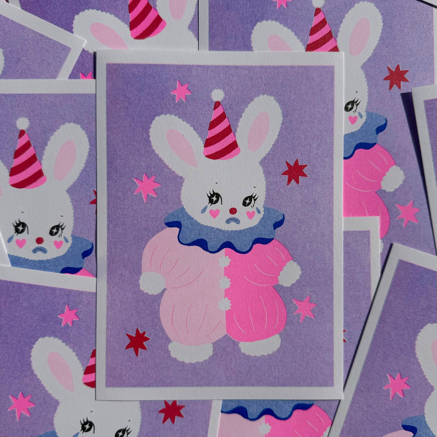 Clown Bunny A5 Risograph Print