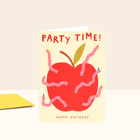 Worm Party Birthday Card